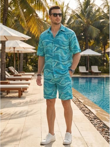 Image of BROWN CULTURE Men's Cotton Floral Print Co-ord Sets with Shirt & Shorts Collar Neck Standard Length and Button Down Closure Type | Night Suit for Men