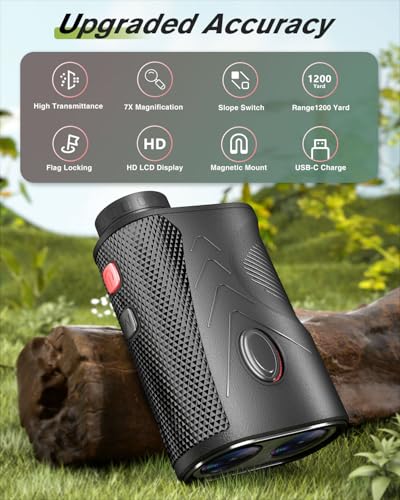 Image of Golf Rangefinder with Slope, 1200 Yards Range Finder Golf, 7X Magnification Laser Rangefinder with Flag Pole Locking Vibration, Rechargeable Range Finder with Magnet Stripe, Golf Accessories for Men