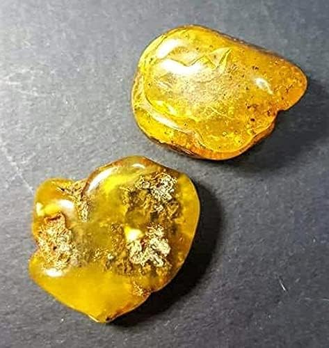 Lot of 2 Baltic Amber Pieces, 98ct Lot for Wire Wrapping or Ritual. 1 Million Years Old Fossilized Tree Resin, Not Copal. Crystal/Gemstone