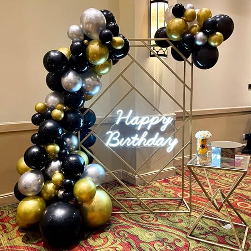 Image of Black and Gold Balloons Set, 12 Inch Black Gold Silver Balloon New Year Eve Party Decoration Black Silver Latex Balloons for New Year Party Birthday Wedding Graduation Banquet Father's Day Decoration