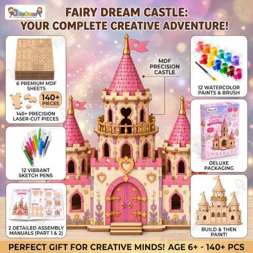 Image of The Little Ones Building & Construction Sets - 210+ PCS Castle Building Block Toys for Girls Toys for Kids Birthday Gifts DIY STEM Educational Toys for Girls Aged 8-14 Years [Fairy Dream Castle]