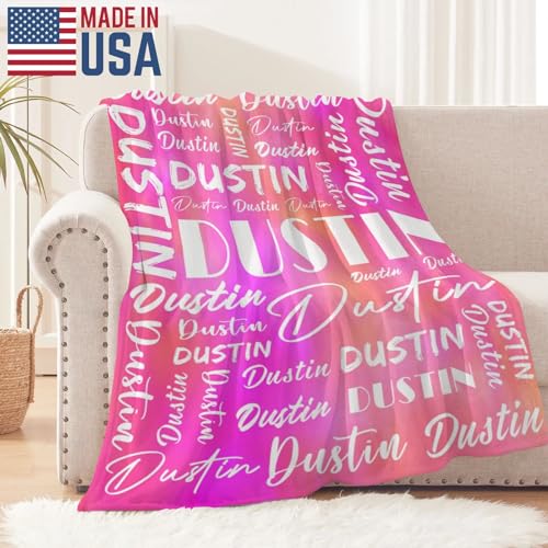 Name Blanket Personalized Name Blanket Customized Blanket with Name Text for Adult Kid Birthday Christmas Mothers Fathers Valentines Day Gift