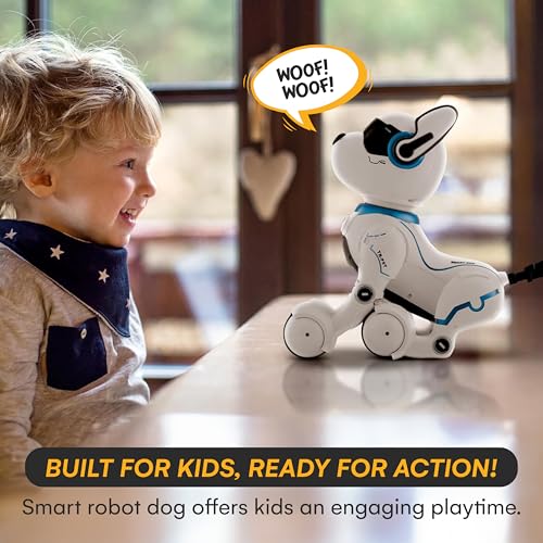 Top Race Ferngesteuertes Roboter-Hundespielzeug für Kinder, interaktives und intelligentes Tanzen, um den Welpenroboter zu schlagen, benimmt sich wie echte Hunde, Geschenkspielzeug für Mädchen und Jun