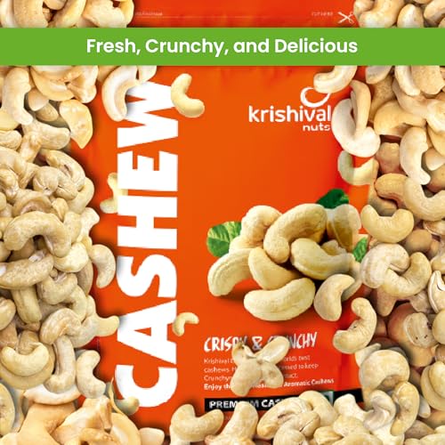 Image of Krishival Nuts Premium W320 Cashews | 250 Grams Pack of 1 | 100% Natural Whole Cashews | Crunchy, Nutritious & Delicious, Gluten Free & High Protein