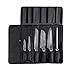 BGT Japanese 67 Layer High Grade VG-10 Super Damascus Steel Knives, Sharp, Teak Handle Professional Hammered Kitchen Knife Set with Knife Roll Bag 6Pcs Set (Silver Blade)