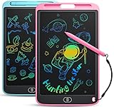 2 Stück LCD Schreibtafel, 10 Zoll Bunte Bildschirm Schreibtablett, Löschbare Elektronische Maltafel, Digitale Doodle Board Lernspielzeug Geschenke für Kinder Erwachsene Mädchen Jungen, Blau/Rosa