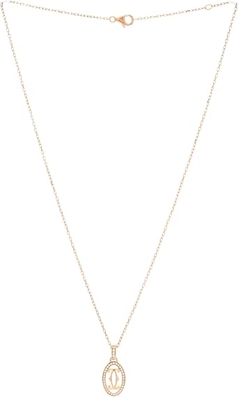 Pre-Loved Double C de Cartier Pendant Necklace 18K Rose Gold and Diamonds, Rose Gold