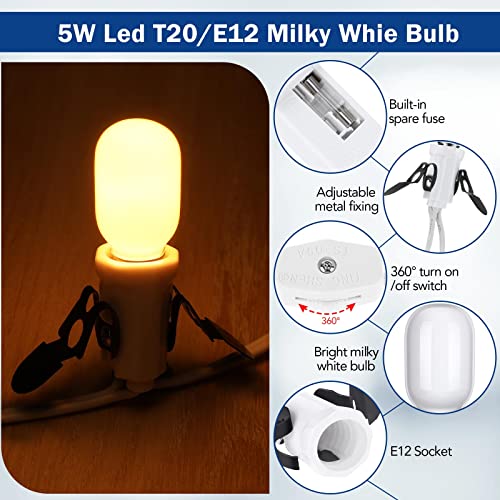 Leelosp 1 Pack Accessory Cord with 5 Milky White LED Light Bulb, 9.84 ft Christmas Village Light Cord with Fuse Wire, Blow Mold Light Kit Replacement for Christmas Village House Craft Halloween