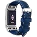 Fullmosa Compatible Fitbit Charge 2 Bands for Men Women, Genuine Leather Fitbit Band/Strap Compatible Charge 2, Dark Blue