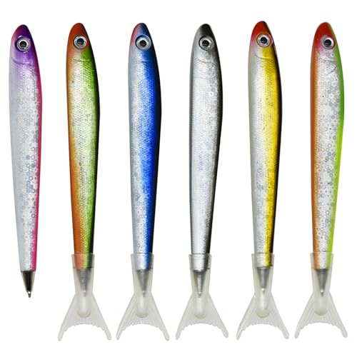 Maydahui 6 PCS Marine Fish Ballpoint Pen Novelty Sea Animal Pen Cute Fishing Decoration Pens Black Ink for School Ocean Themed Party Favors Office