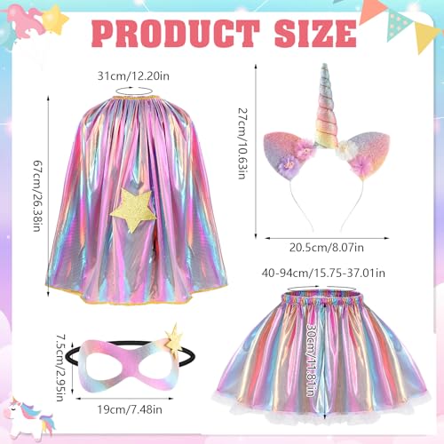 Disfraz de unicornio para niñas con falda tutu y capa miniatura 2
