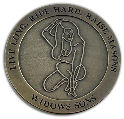 Image of Live Long Ride Hard Raise Masons Widow's Sons Round Masonic Auto Emblem - [Antique Brass][3'' Diameter]