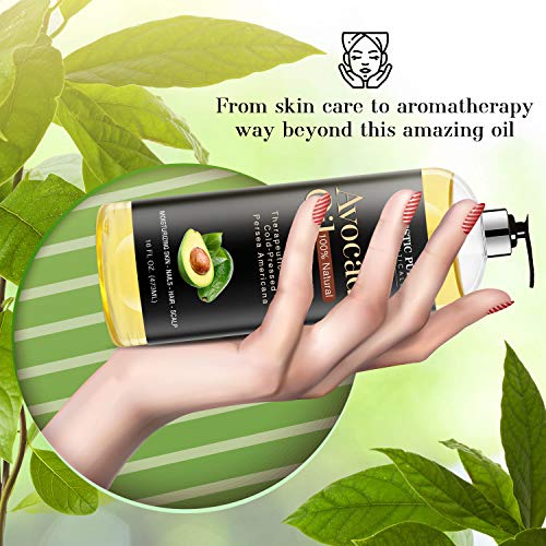 Majestic Pure Avocado Oil For Hair And Skin - 100% Pure And Natural, Cold-Pressed, For Skin Care, Massage, Hair Care, And Carrier Oil To Dilute Essential Oils, 16 Fl Oz #TOP3