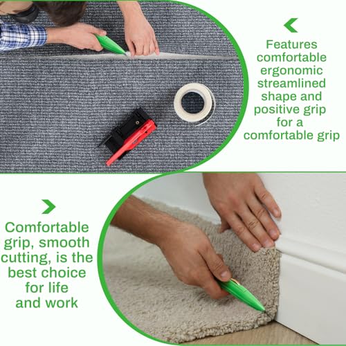 Image of WILLBOND 8 Pcs Navajas Para Roofing Fixed Blade Roofing Knife, Heavy Duty Utility Knife for Drywall, Vinyl, Carpet Cutting, Metal Roofings Tools with Replacement Hook Blades (Green)