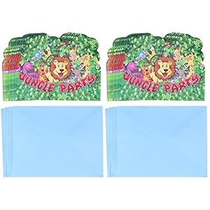 ifundom 36 Pièces Thème de Fête Dessin Animé pour La Jungle Fournitures Motif Invitation Enfants Enfants Animaux