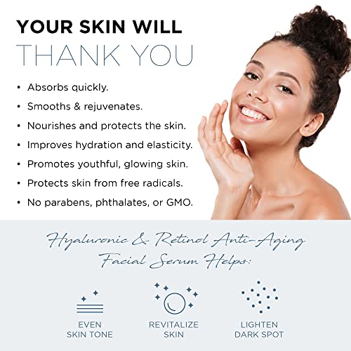 AZURE Hyaluronic & Retinol Anti Aging Facial Serum - Hydrating, Anti Aging & Rejuvenating | Reduces Wrinkles, Fine Lines & Creases | Evens & Restores Skin Tone | Made in Korea - 50mL - Image 5