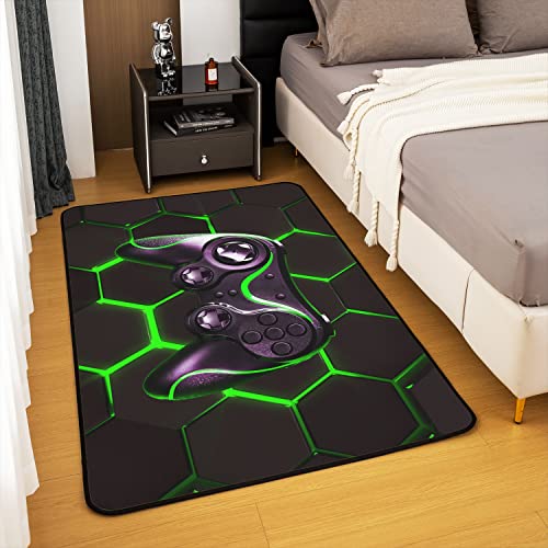 Homemissing Gamer Area Rug 100x150cm Honeycomb Gamepad Rugs Mat For Living Room Bedroom Gaming Decorative Carpet Non Slip Area Runner Rug - Image 4