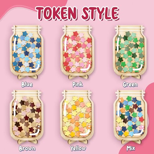 Image of Personalized Magnetic Reward Jar for Kids, Colorful Star Token Behavior System, Classroom Management Tool for Teachers, Potty Training Reward Chart, Back to School Gift for Boys Girls