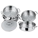 Mantykocher Edelstahl 6-teilig – 24cm Asia Serie – Hochwertiger Dampfgarer für alle Herdarten (Induktion, Gas, Elektro) – Spülmaschinengeeignet – Perfekt für gesundes Dampfgaren und asiatische Küche