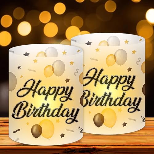 Forbabe Lot de 12 photophores - Décoration de table d'anniversaire pour homme et femme - Happy Birthday - Décoration de table d'extérieur - Convient pour...
