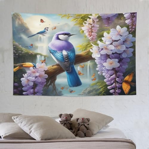 Tenture pour décoration de chambre pazzk tapisserie murale oiseau mignon salon moderne