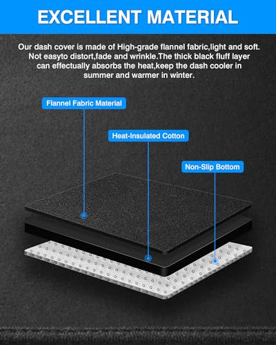 Image of Autorder Dashboard Cover Mat Fit for 2005-2021 Nissan Frontier /2009-2012 Suzuki Equator Accessories Dash Cover Flannel Dash Mat Sunshade Glare UV Rays Protector