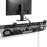 VIVO No Drill Clamp-on 36 inch Mesh Net Under Desk Cable Management Wire Organizer, Adjustable Home Office Standing Desk Cord Storage Sleeve, Black, DESK-AC36MH
