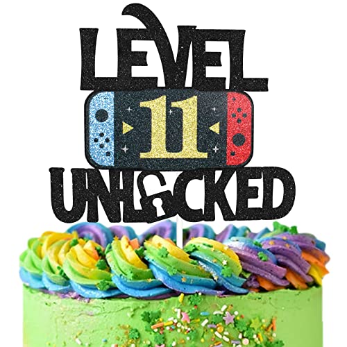 Décoration gâteau 11e anniversaire niveau débloqué pour fête d'enfant gamer