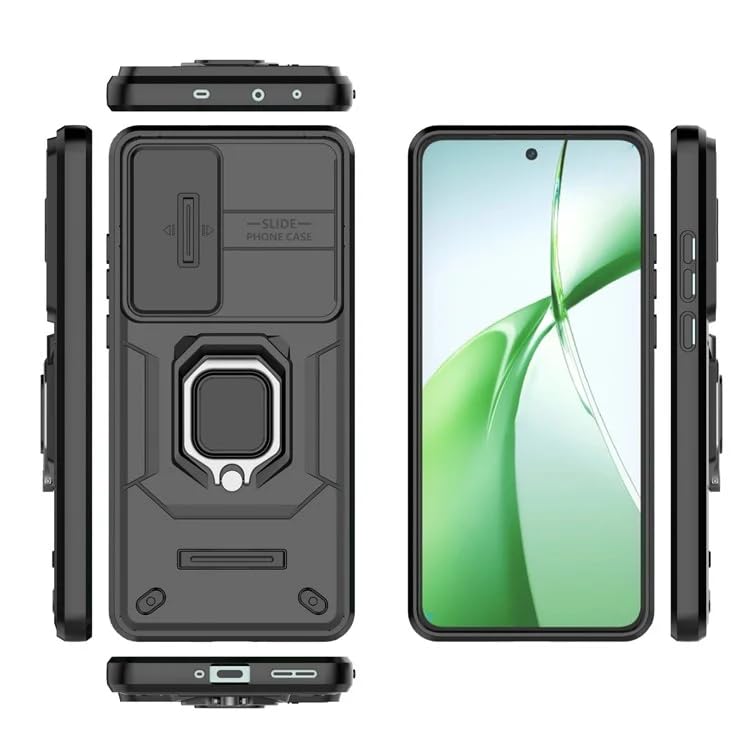 Image of Glaxx Heavy Duty Armor Back Case Cover for Oneplus Nord CE 4 5G - Magnetic Kickstand Ring with Camera Shutter Protection, Rugged Bumper Hard Back Cover for Oneplus Nord CE 4 5G (PC & TPU|Black)