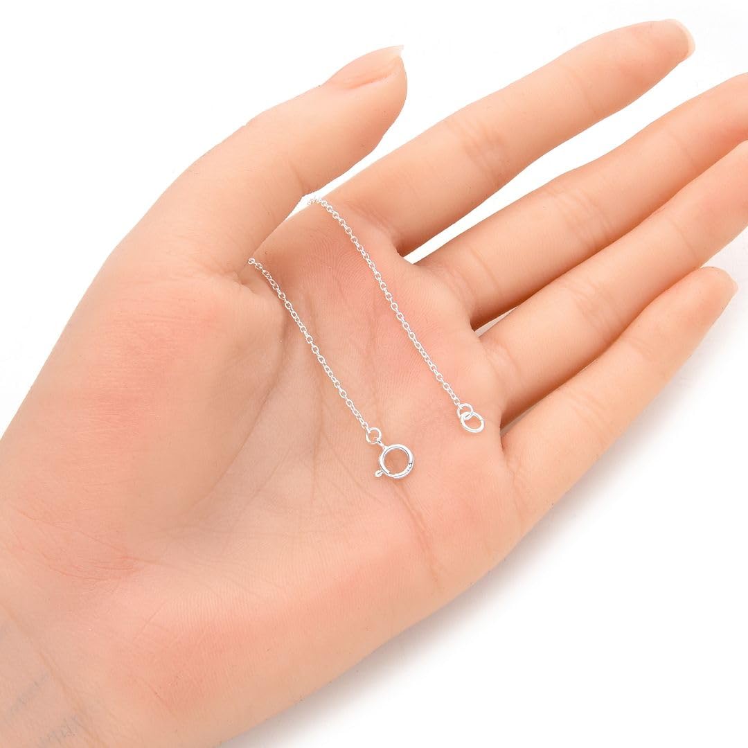 Adabele SS102-2 Kettenverlängerung aus echtem 925er-Sterlingsilber, mit Verschluss, 5,1 cm, dünn, starke Kabelkettenverlängerung für Halskette, Fußkettchen, Armband, Schmuckherstellung,