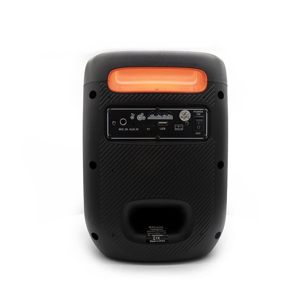 Xtreme - Cassa Speakers Potente Wireless BT Terminator Portatile in ABS Funzione TWS Illuminazione LED Monitor attivo 40W con Microfono e Telecomando 30 X 24 cm Karaoke