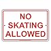 No Skating Allowed Recreation Restriction Alert Caution Warning Notice Aluminum Metal Tin 8