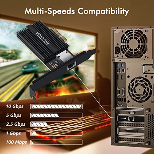 10G Base-T Pci-E Network Card, Marvell Aqtion Aqc113C Controller, Nicgiga 10Gb Ethernet Adapter, 10Gbe Rj45 Port Nic Card, Windows10/11/Windows Server #TOP2