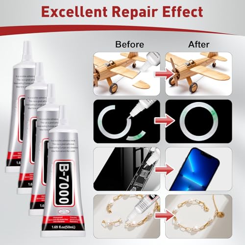 Image of 4 PCS 50ml B7000 Glue Clear with Precision Tip, Bedazzling Glue, Rhinestone Glues, Craft Glues, Jewelry Making, Nail Art, DIY, Makeup, Shoes
