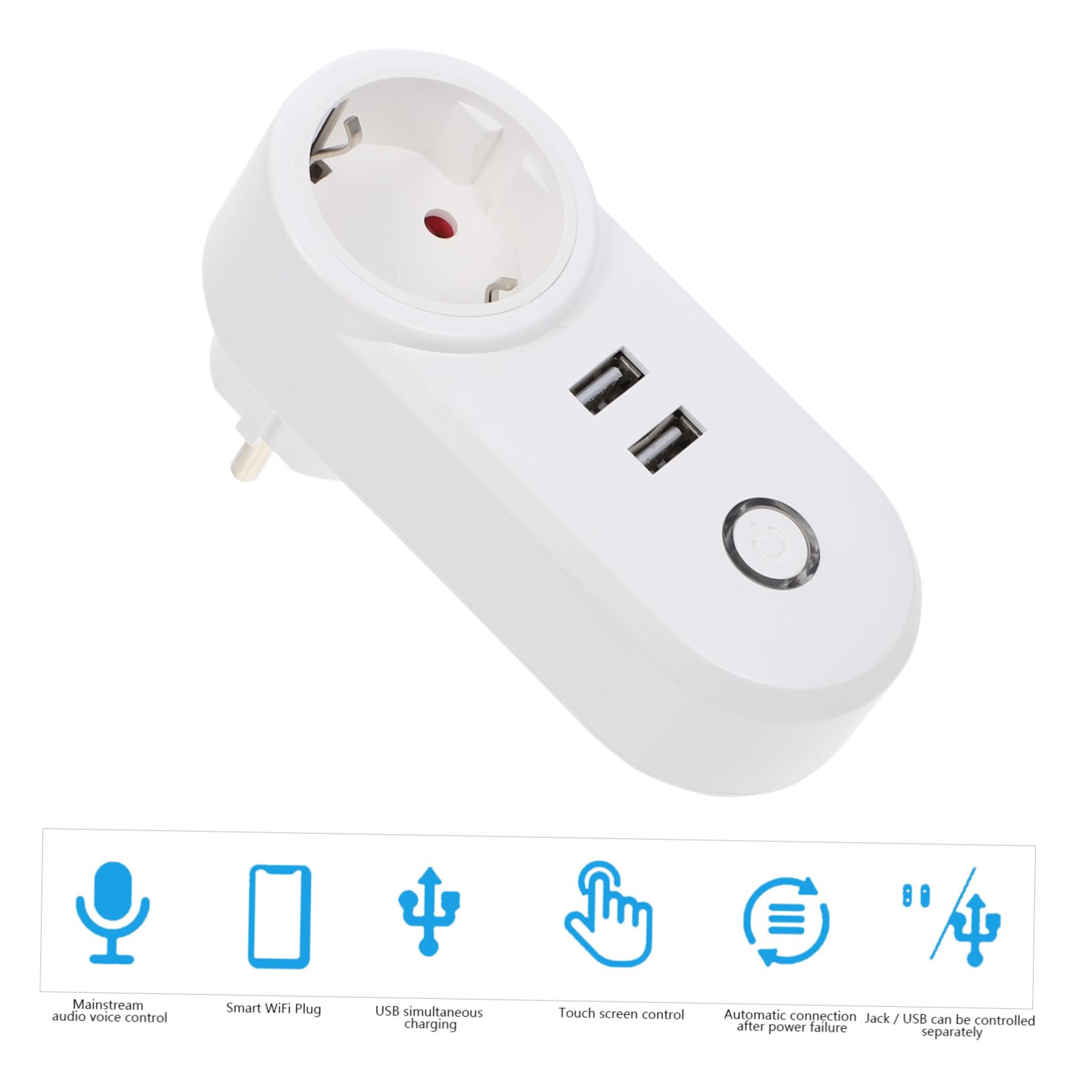 Enchufe Inteligente Wifi Doble USB 220v, 16a, Control Remoto | Blanco Abs-pc, Salida USB 5v/2, 1a, Uso Doméstico para Personas Movilidad Reducida