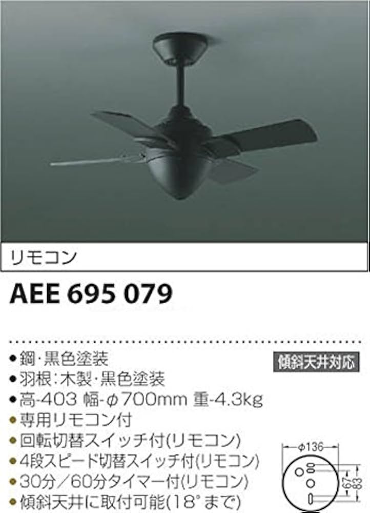 (未使用･未開封品)コイズミ照明 インテリアファン T-シリーズ本体 リモコン 黒色塗装 AEE695079 Amazon.co.jp: コイズミ照明 インテリアファン T-シリーズ本体