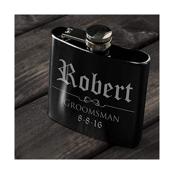 Juego de 6, Set de 3, único personalizado – Termo, Groomsmen regalo, personalizado Groomsman frascos, boda, regalos, Mate Negro, diseño 3 - Imagen 8