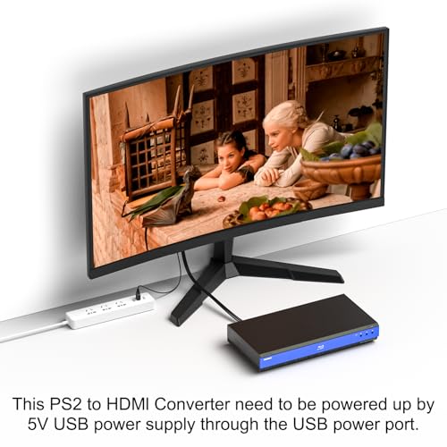 Image of RCA to HDMI Converter, Male AV /Composite to HDMI Cabler Adapter Support 1080P, Compatible with DVD Players