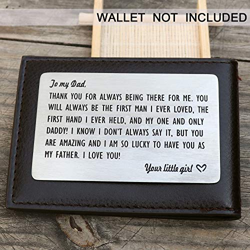 XGAKWD Dad Gifts from Daughter, Engraved Wallet Inserts for Father Papa, Fathers Day Birthday Wedding Thank You Gifts for Daddy from Daughter Kids3