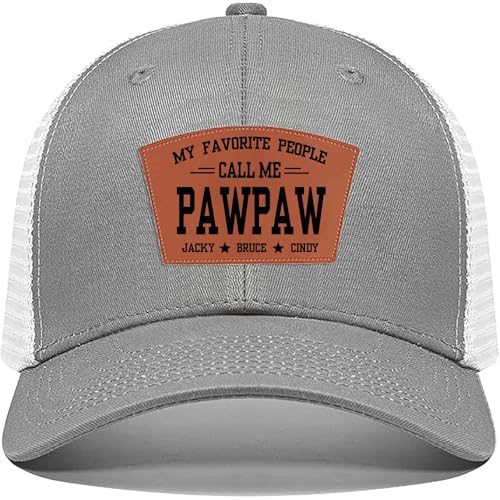 Custom Pawpaw Hat Gifts for Men Christmas Father's Day Birthday Adjustable Carve Leather Pattern Baseball Cap Trucker Hat