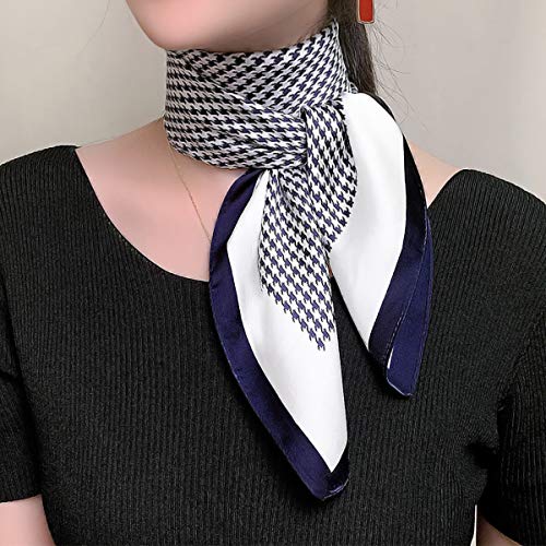 Silk Scarf Women Houndstooth Square Scarf Soft Mulberry Silk Kerchief Business Style Neck Scarf Fashion Decoration2