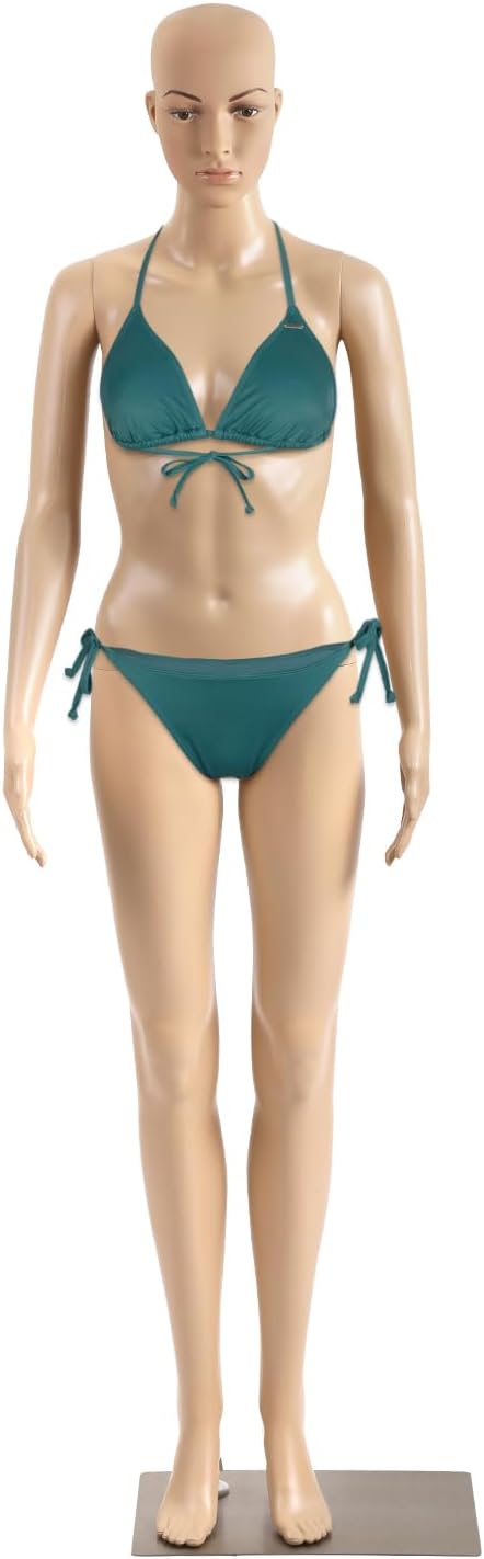 Dopinmin Female Male Mannequin Torso Dress Form Mannequin Body Adjustable Mannequin Dress Model Full Body Plastic Detachable Mannequin Stand Realistic Display Mannequin Head Metal Base, 69 Inch, Nude
