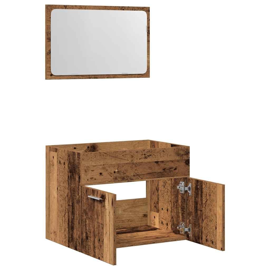 Juego de Muebles de Baño Madera Antigua Madera 2 Piezas