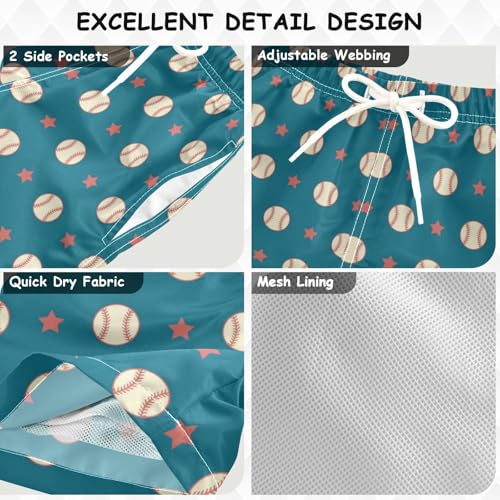 Dussdil Retro Baseball Stars Boy's Swim Trunks Board Shorts Boy Kids Preschooler Beach Swimwear Bottom Pants 4T2