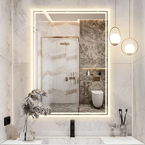 Dr.lux Bathroom Mirror With Lights 32X24 Inch, Backlit Led Bathroom Mirror Wall Mounted Vanity Mirror Large Anti-Fog Area 3000K-6000K Adjustable Auto-Off Memory Housewarming Gift #TOP4
