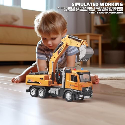 Image of Magicwand 1:24 Scale Die-Cast Excavator Crane【Box Packed】【Mustard】 with Openable Doors Working Lights & Shockers【Pack of 1】