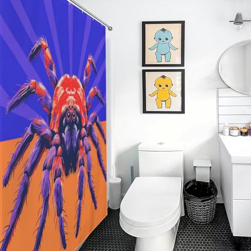 Rideau de douche araignée 122x183 cm en polyester imperméable lavable avec 12 crochets
