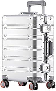 Bagagem 100% liga de alumínio-magnésio mala de viagem bagagem com rodinhas 50/61/73 centímetros carrinho bagagem de mão cabine mala mala mala de senha malas, Prata, 20"