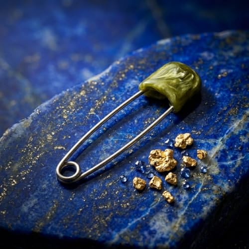 Image of Accessher Stunning Gold Plated Semi Precious Stones Studded Safety Pins /Saree Pins /Hijab Pins with Secure Closure for Women and Girls Pack of 12
