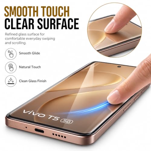 Image of ArmourPro UV Glue Tempered Glass for Vivo T5 5G - Curved Screen Protector, 9H Anti Scratch, Edge-to-Edge Coverage, HD Clarity, Smooth Touch